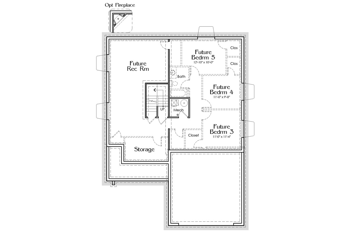 Rambler House Plan 1386 Basement