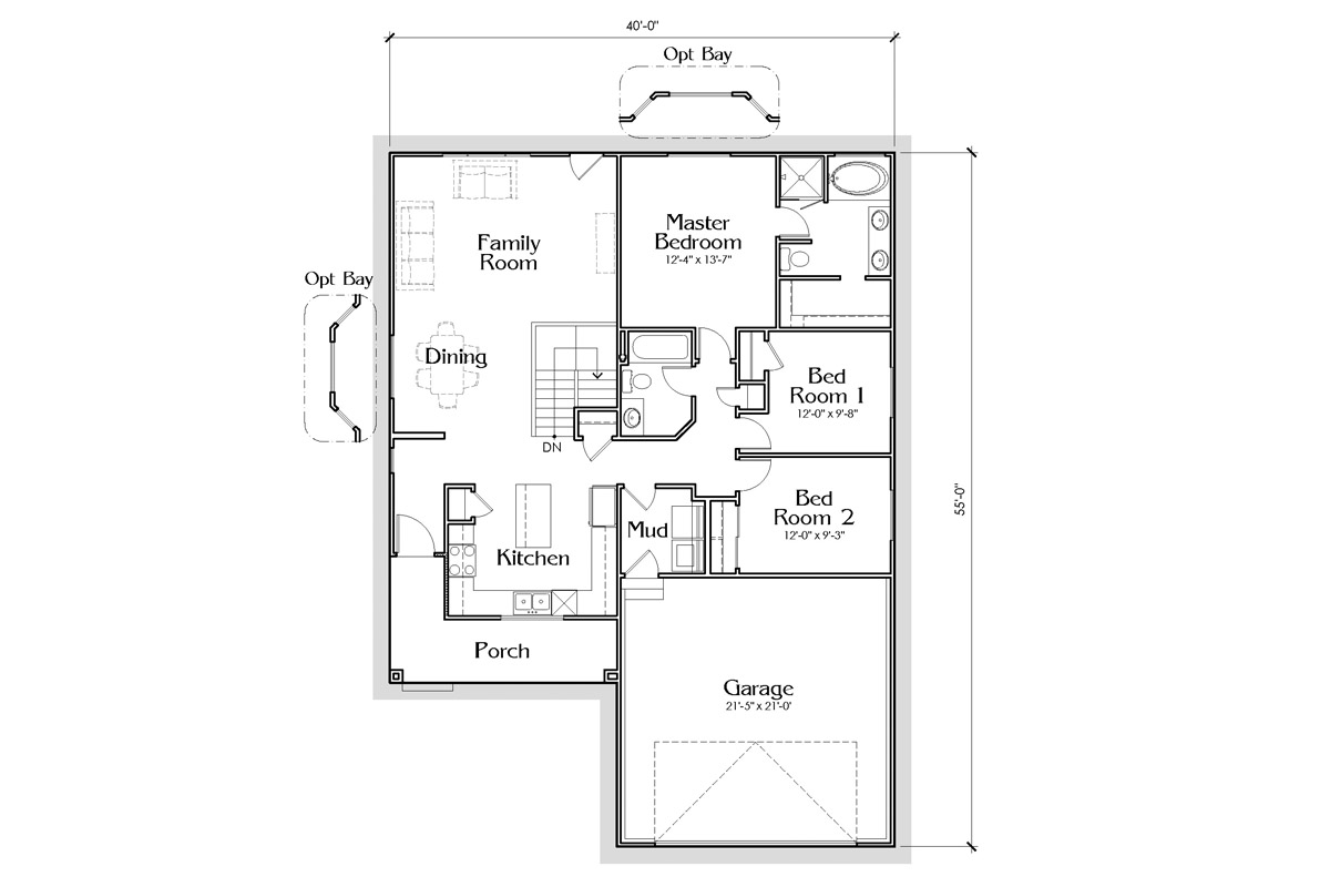 Rambler House Plan 1386 Main Floor